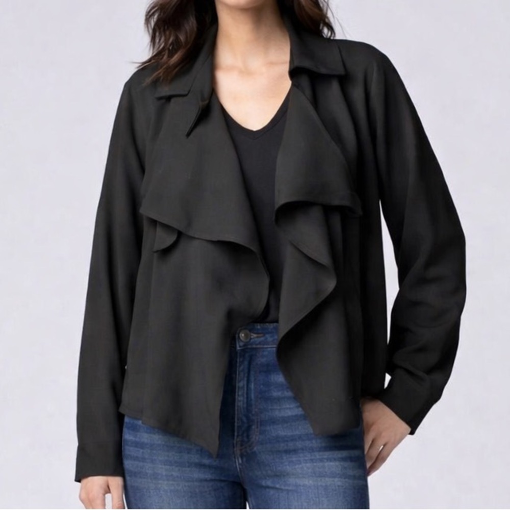 NEW Simply Vera Vera Wang BLACK Draped Open-Front Jacket Womens plus XXL/20